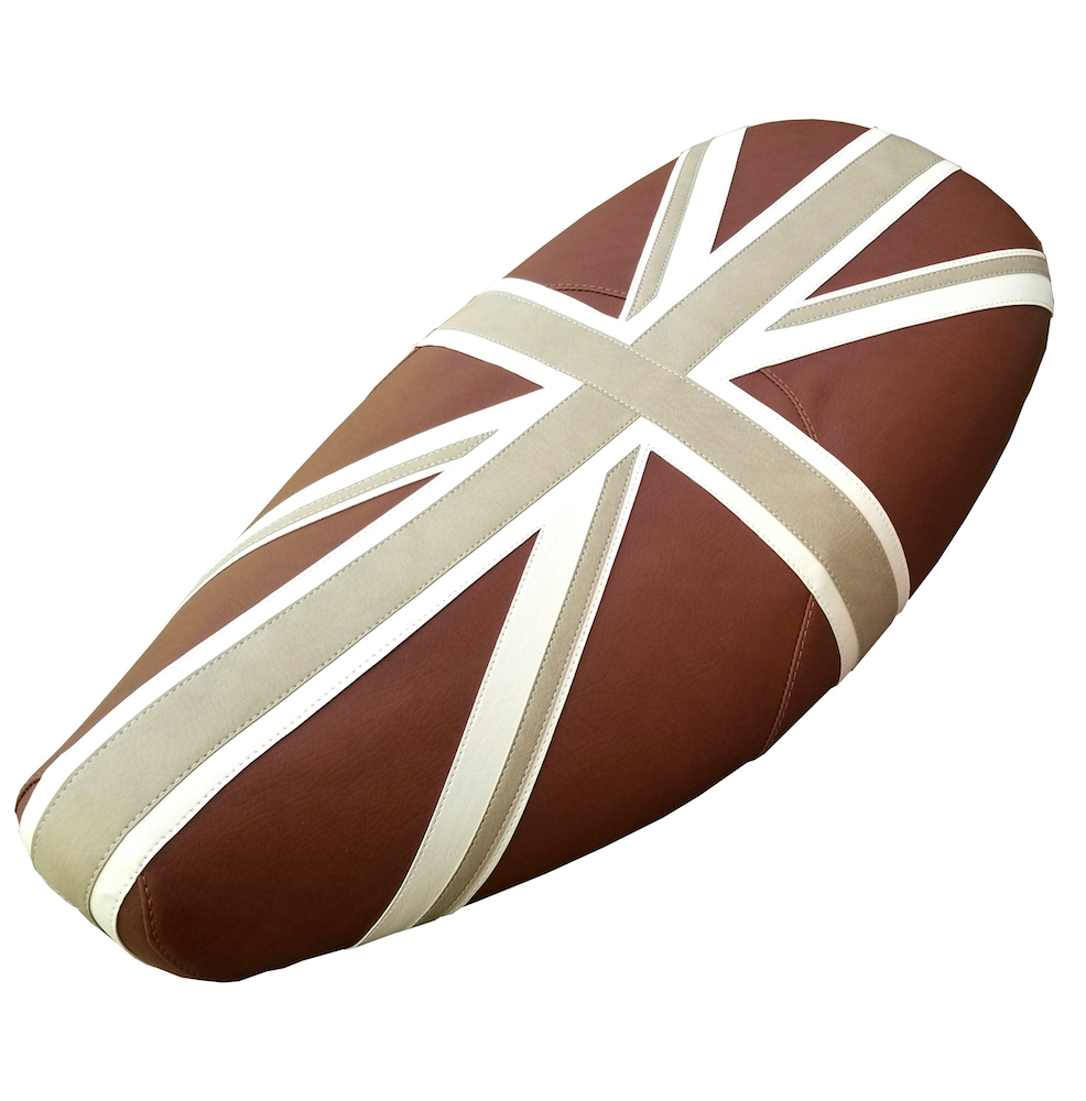 Earthtone Brown Vespa ET 2/4 Union Jack British Flag Seat Cover